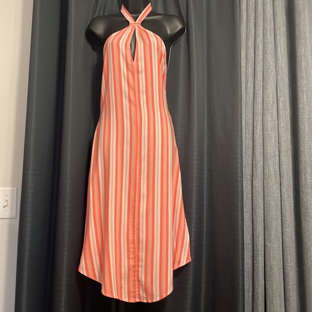 NWT Minkpink x revolve Haiti halter coral stripped dress